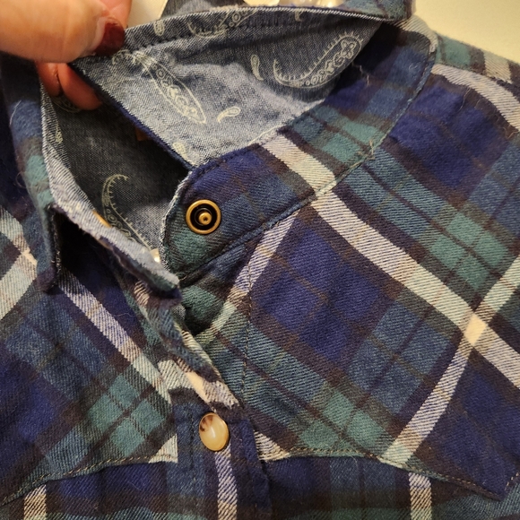 Jachs Girlfriend Women's Comfort Stretch Flannel Roll Up Sleeve Snap Shirt M - Picture 3 of 5